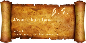 Jávorszky Ilona névjegykártya